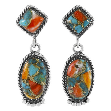Spiny Turquoise Earrings Sterling Silver E1492-C89