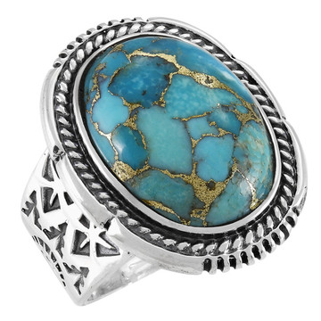 Matrix Turquoise Ring Sterling Silver R2632-C84 (Unisex, Sizes 6-13)