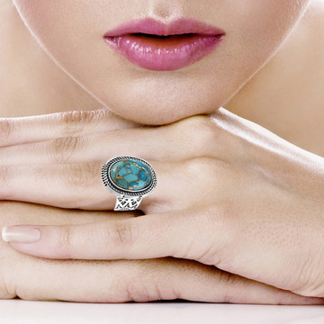 Matrix Turquoise Ring Sterling Silver R2632-C84 (Unisex, Sizes 6-13)