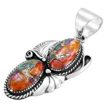 Rainbow Spiny Turquoise Pendant Sterling Silver P3343-C91