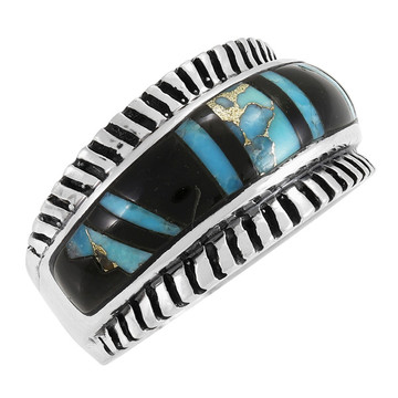 Multi Gem Ring Sterling Silver R2267-C49 (Unisex, Sizes 6-13)