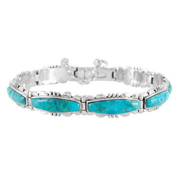 Turquoise Link Bracelet Sterling Silver B5516-C75