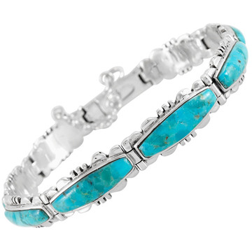 Turquoise Link Bracelet Sterling Silver B5516-C75