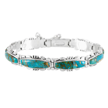 Matrix Turquoise Link Bracelet Sterling Silver B5516-C84B