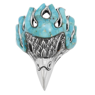 Men's Eagle Turquoise Ring Sterling Silver R2638-C75 (Sizes 9-13)