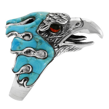 Men's Eagle Turquoise Ring Sterling Silver R2638-C75 (Sizes 9-13)