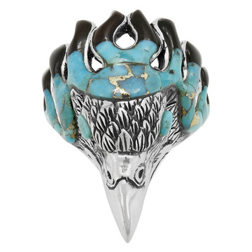 Men's Eagle Matrix Turquoise Ring Sterling Silver R2638-C84 (Sizes 9-13)