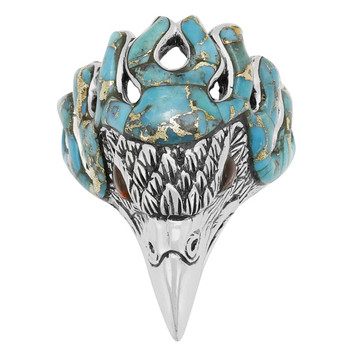 Men's Eagle Matrix Turquoise Ring Sterling Silver R2638-C85 (Sizes 9-13)