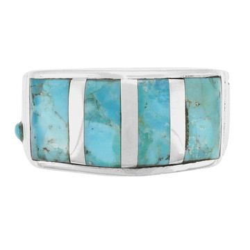 Men's Turquoise Ring Sterling Silver R2642-C05 (Sizes 9-13)