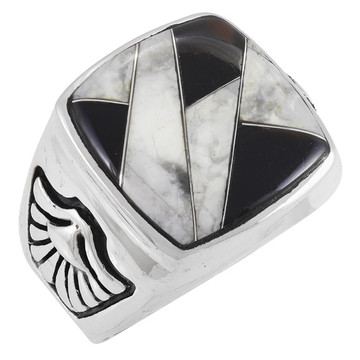 Men's Multi Gem Ring Sterling Silver R2643-C35 (Sizes 9-13)