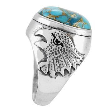 Men's Eagle Matrix Turquoise Ring Sterling Silver R2625-C84 (Sizes 9-13)