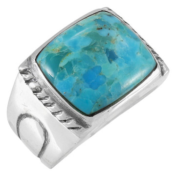 Men's Turquoise Ring Sterling Silver R2631-C75 (Sizes 9-13)