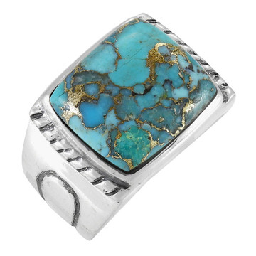 Men's Matrix Turquoise Ring Sterling Silver R2631-C84 (Sizes 9-13)