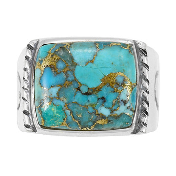 Men's Matrix Turquoise Ring Sterling Silver R2631-C84 (Sizes 9-13)