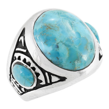 Men's Turquoise Ring Sterling Silver R2648-C75 (Sizes 9-13)