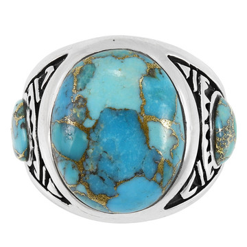 Men's Matrix Turquoise Ring Sterling Silver R2648-C84 (Sizes 9-13)