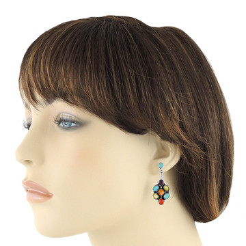 Sterling Silver Earrings Multi Gemstones E1095-C71