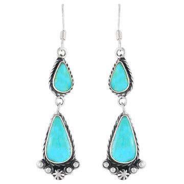 Turquoise Drop Earrings Sterling Silver E1107-C75