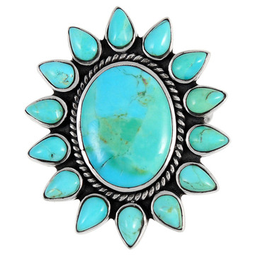 Sterling Silver Flower Ring Turquoise R2225-C75