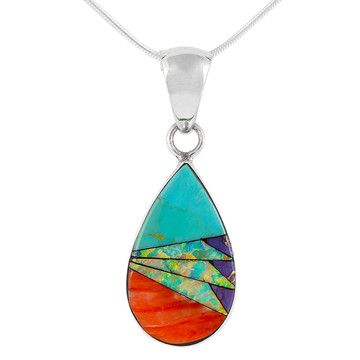 Sterling Silver Pendant Multi Gemstone P3093-C01