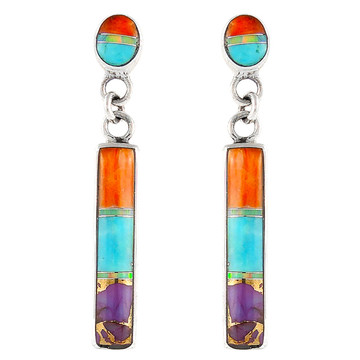 Sterling Silver Earrings Multi Gemstone E1176-C01