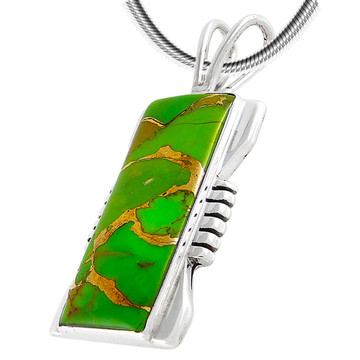 Green Turquoise Pendant Sterling Silver P3044-LG-C76
