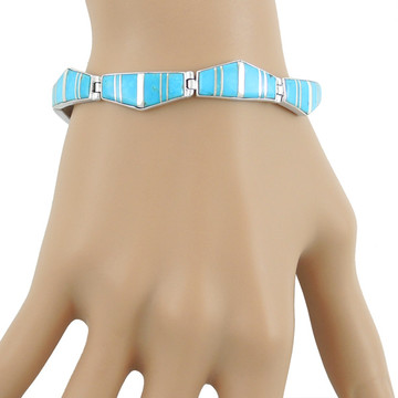 Turquoise Link Bracelet Sterling Silver B5515-C05