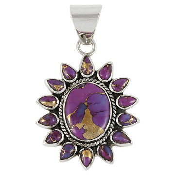 Sterling Silver Pendant Purple Turquoise P3112-C77