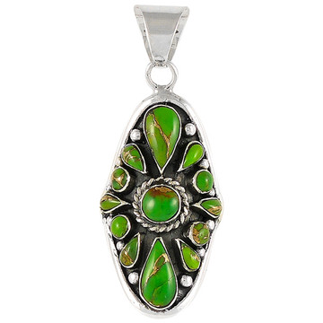Sterling Silver Pendant Green Turquoise P3116-C76