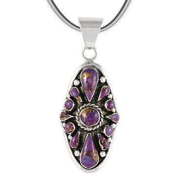 Sterling Silver Pendant Purple Turquoise P3116-C77