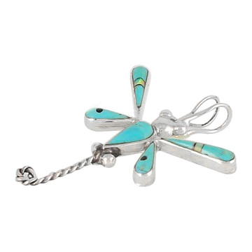 Sterling Silver Dragonfly Pendant Turquoise P3054-C21