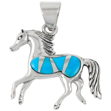 Sterling Silver Horse Pendant Turquoise P3002-C05