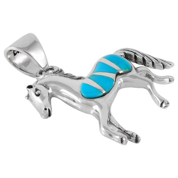 Sterling Silver Horse Pendant Turquoise P3002-C05