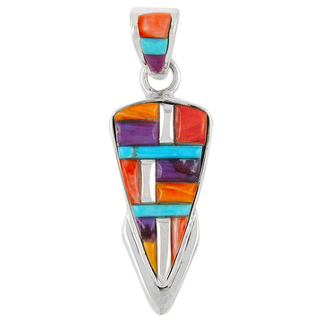 Sterling Silver Arrowhead Pendant Multi Gemstone P3078-C51