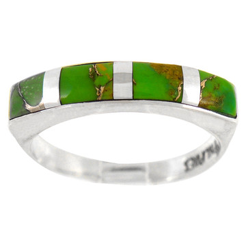 Sterling Silver Stackable Ring Green Turquoise R2279-C06