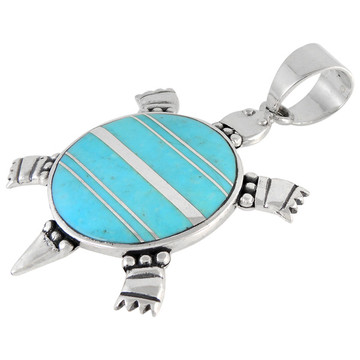 Sterling Silver Turtle Pendant Turquoise P3128-C05