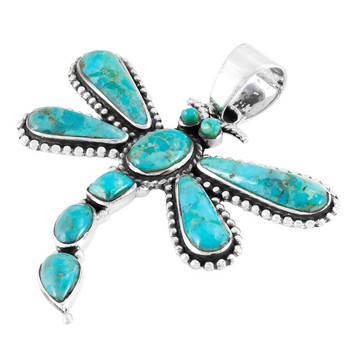 Turquoise Dragonfly Pendant Sterling Silver P3265-C75