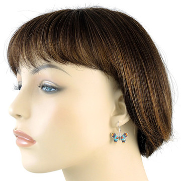 Sterling Silver Butterfly Pendant & Earrings Set Multi Gemstone PE4039-C01