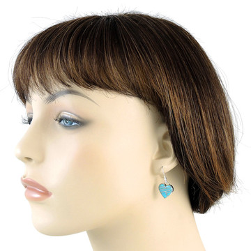 Sterling Silver Heart Pendant & Earrings Set Turquoise PE4041-C05
