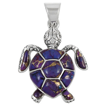 Sterling Silver Turtle Pendant Purple Turquoise P3162-C07