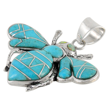 Sterling Silver Bee Pendant Turquoise P3159-C05