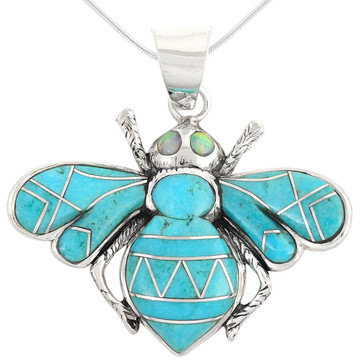 Sterling Silver Bee Pendant Turquoise P3159-C05