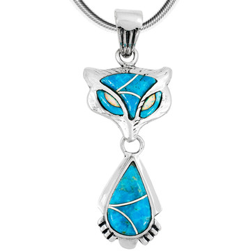 Sterling Silver Fox Pendant Turquoise P3150-C05