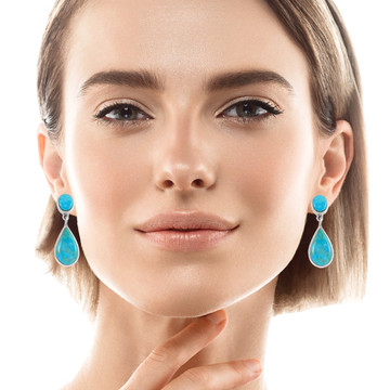 Sterling Silver Earrings Turquoise E1205-C75