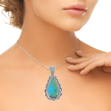 Sterling Silver Pendant Turquoise P3094-C75