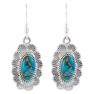 Sterling Silver Earrings Matrix Turquoise E1225-C84