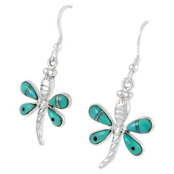 Sterling Silver Dragonfly Earrings Turquoise E1229-C21