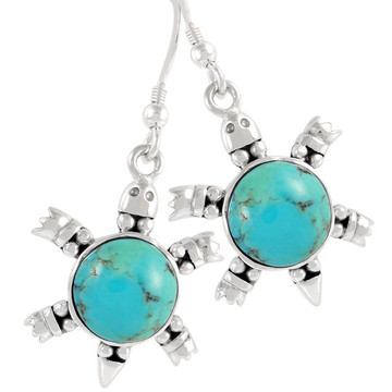 Sterling Silver Turtle Earrings Turquoise E1149-C75