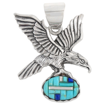 Sterling Silver Eagle Pendant Turquoise P3181-C55