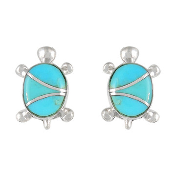 Sterling Silver Turtle Earrings Turquoise E1083-C05